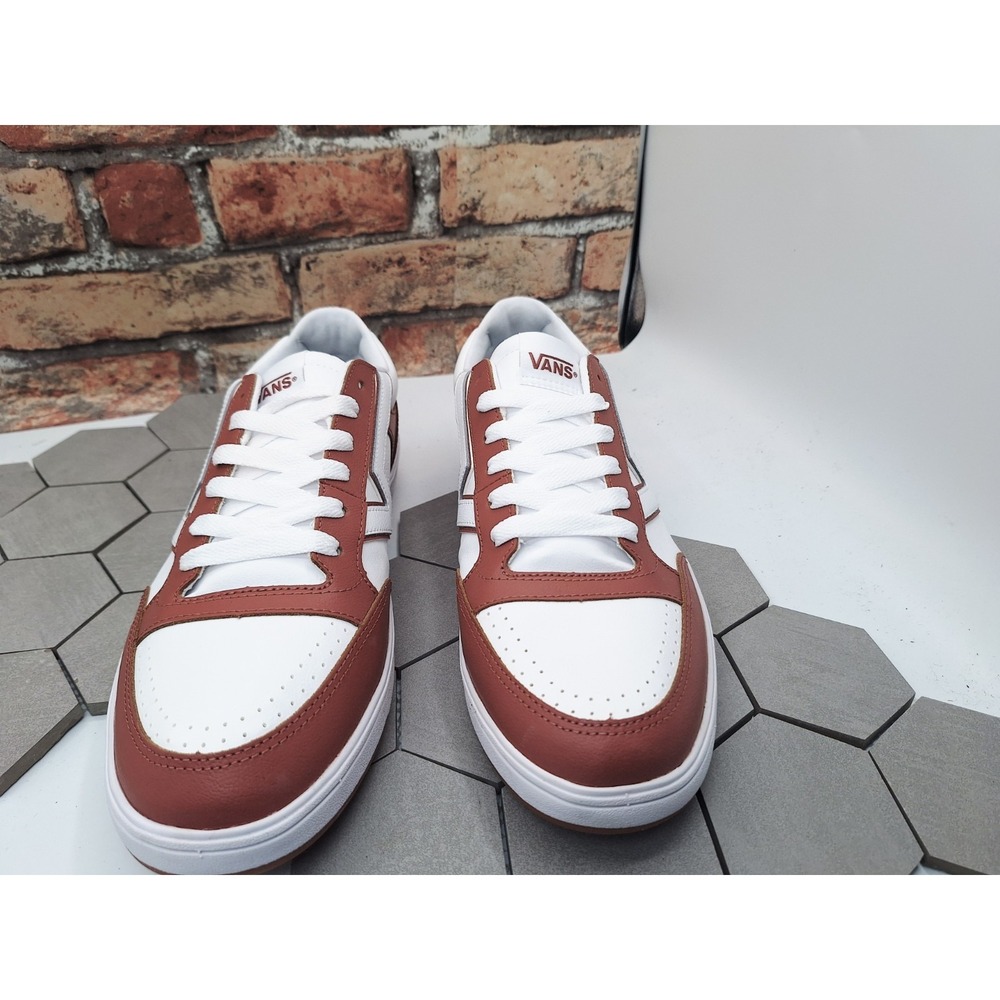 MEN VANS SKATE LOWLAND CC Sz 11.5 Brown Tan Red White  Comfycush  2-Tone Leather - Picture 3 of 10